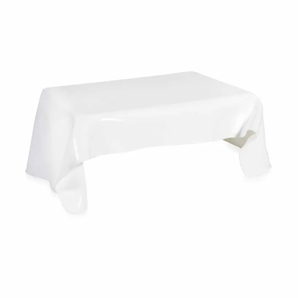 Tavolino moderno in plexiglass bianco drappeggiato Asia, made in Italy Viadurini