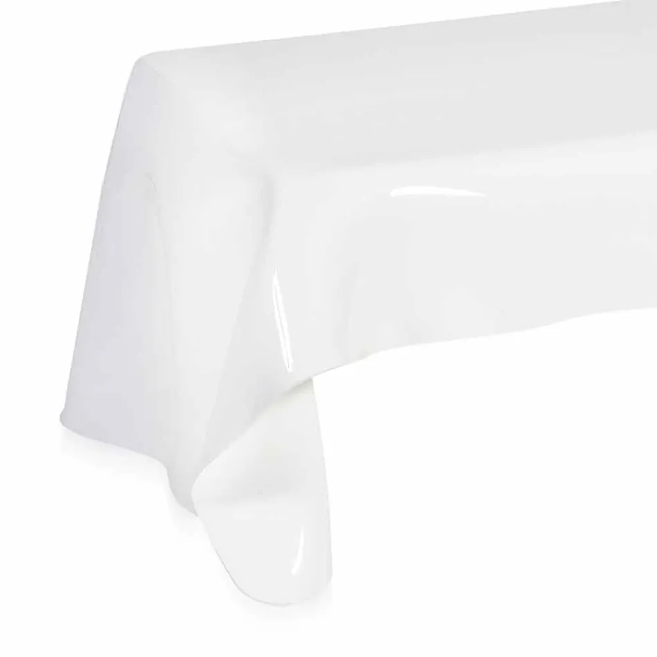 Tavolino moderno in plexiglass bianco drappeggiato Asia, made in Italy Viadurini