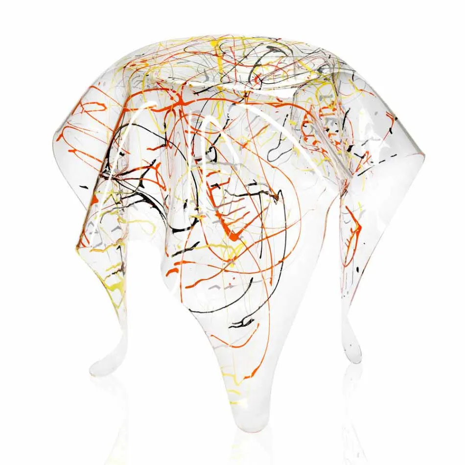 Tavolino moderno in plexiglass multicolor made in Italy, Otto Viadurini