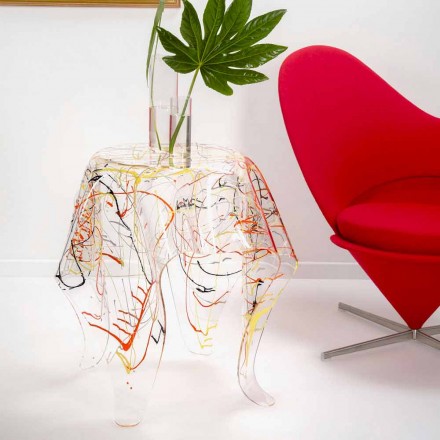 Tavolino moderno in plexiglass multicolor made in Italy, Otto Viadurini