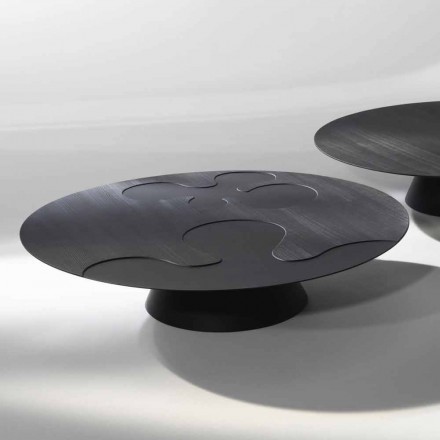 Tavolino moderno nero realizzato in legno di larice laccato Giglio Viadurini