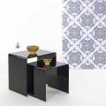 Tavolino nero design moderno 50x50cm Terry Big, made in Italy