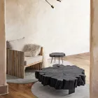Tavolino Nero in Acciaio e Legno d'Acacia Naturale Homemotion - Camala Viadurini