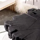 Tavolino Nero in Acciaio e Legno d'Acacia Naturale Homemotion - Camala Viadurini