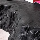 Tavolino Nero in Acciaio e Legno d'Acacia Naturale Homemotion - Camala Viadurini