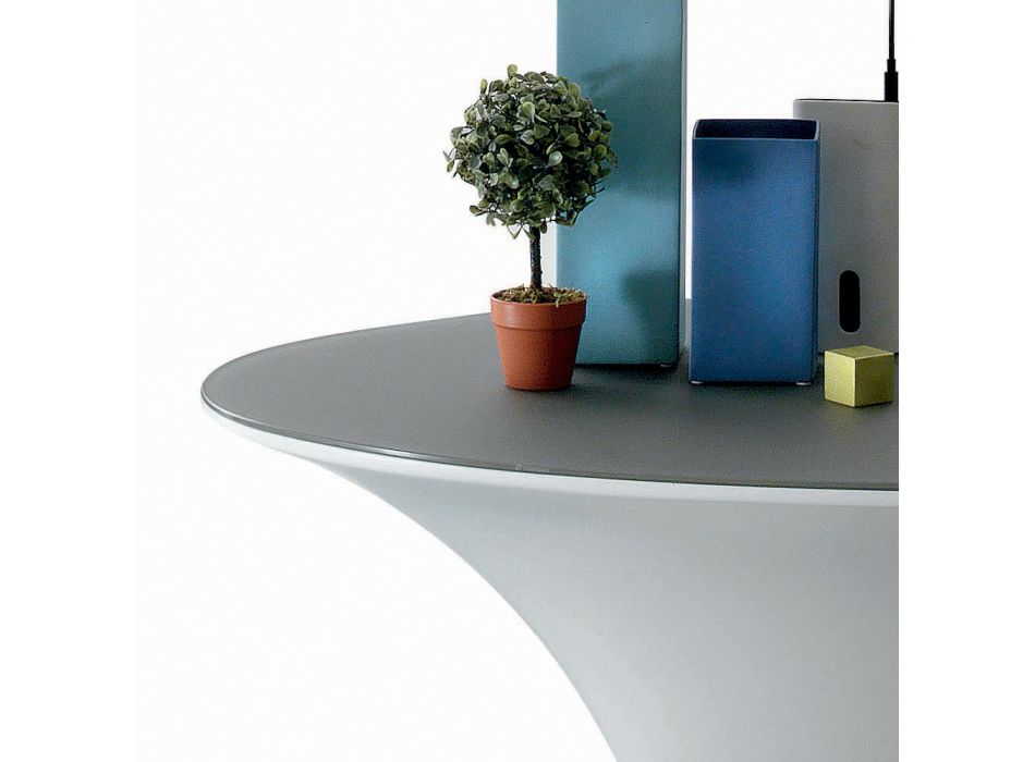Tavolino Ovale da Caffè Design a Barca Metallo e Vetro Acidato - Imbarco