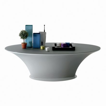 Tavolino Ovale da Caffè Design a Barca Metallo e Vetro Acidato - Imbarco Viadurini