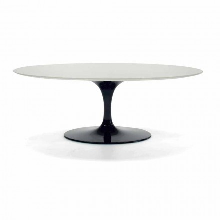 Tavolino Ovale da Salotto in Laminato e Alluminio Realizzato in Italia - Dollars Viadurini