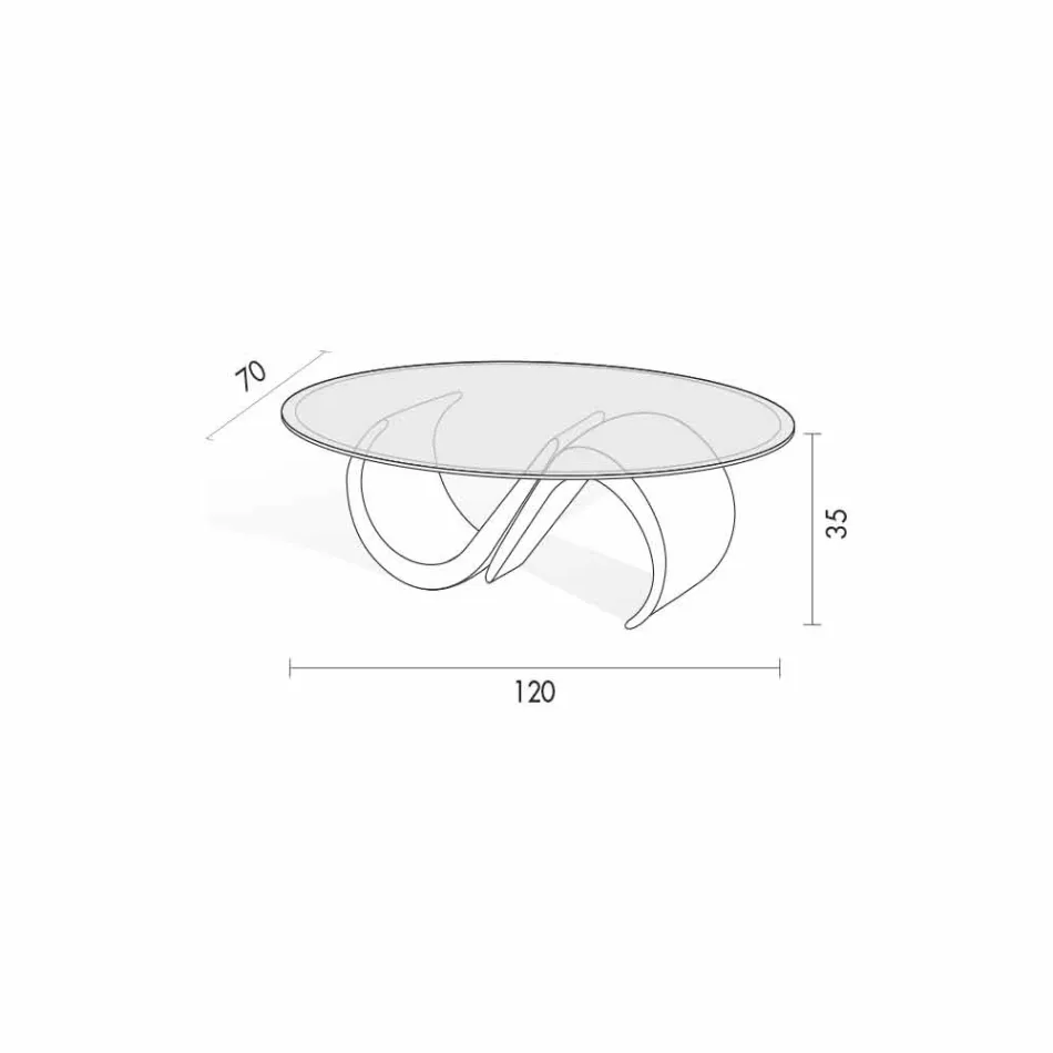 Tavolino Ovale in Vetro Bisellato e Marmo Sintetico Made in Italy - Barbera Viadurini