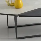 Tavolino Ovale Soggiorno Metallo e Piano in Ceramica Bicolore - Comacchio Viadurini