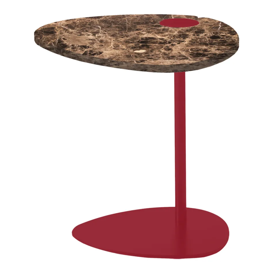 Tavolino per Salotto in Metallo e Marmo di Marquinia, Design di Lusso - Yassine Viadurini