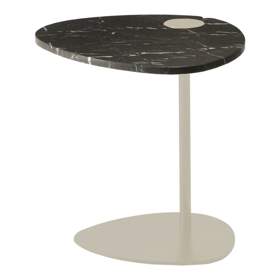 Tavolino per Salotto in Metallo e Marmo di Marquinia, Design di Lusso - Yassine Viadurini