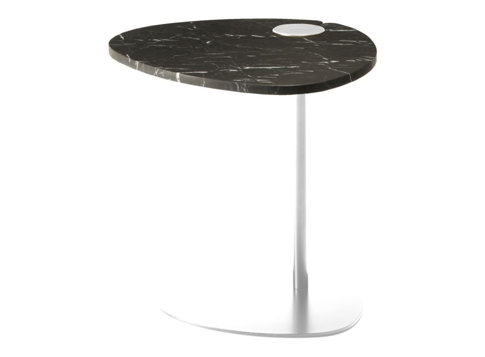Tavolino per Salotto in Metallo e Marmo di Marquinia, Design di Lusso - Yassine Viadurini