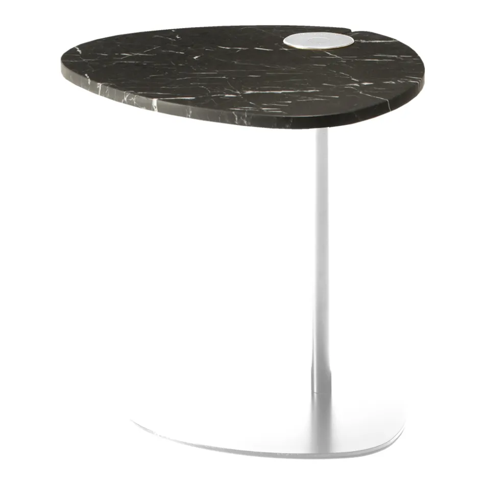 Tavolino per Salotto in Metallo e Marmo di Marquinia, Design di Lusso - Yassine Viadurini