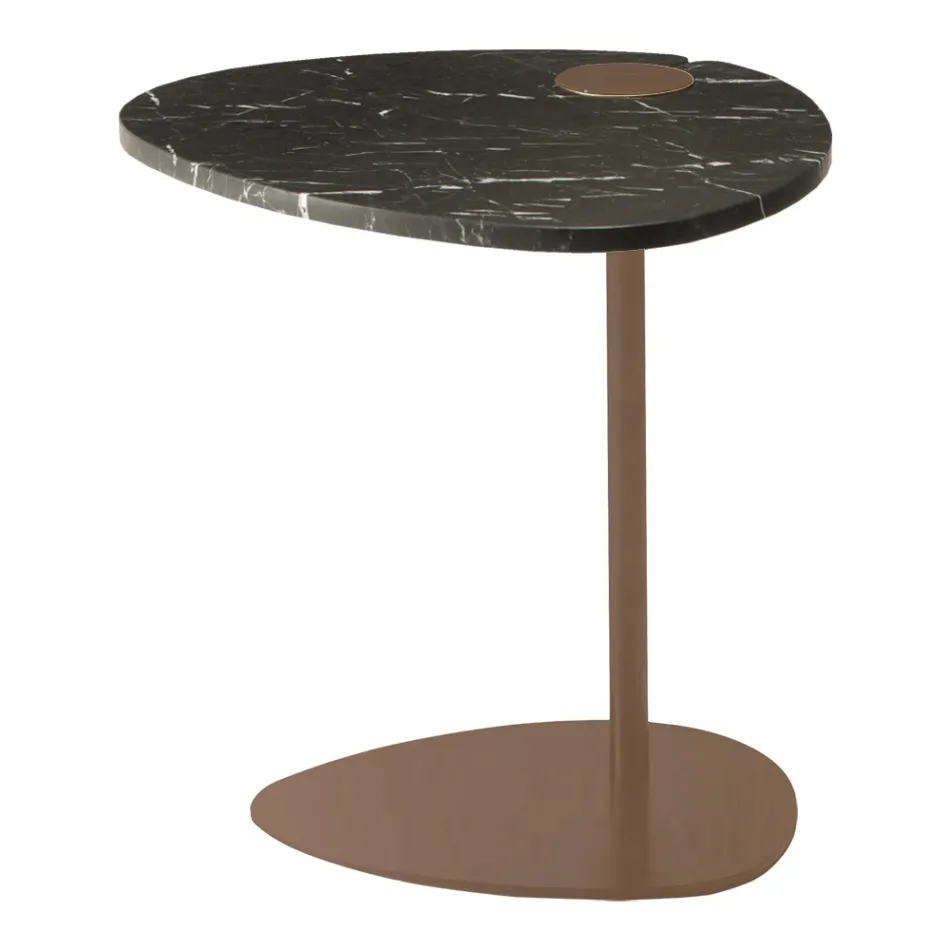 Tavolino per Salotto in Metallo e Marmo di Marquinia, Design di Lusso - Yassine Viadurini