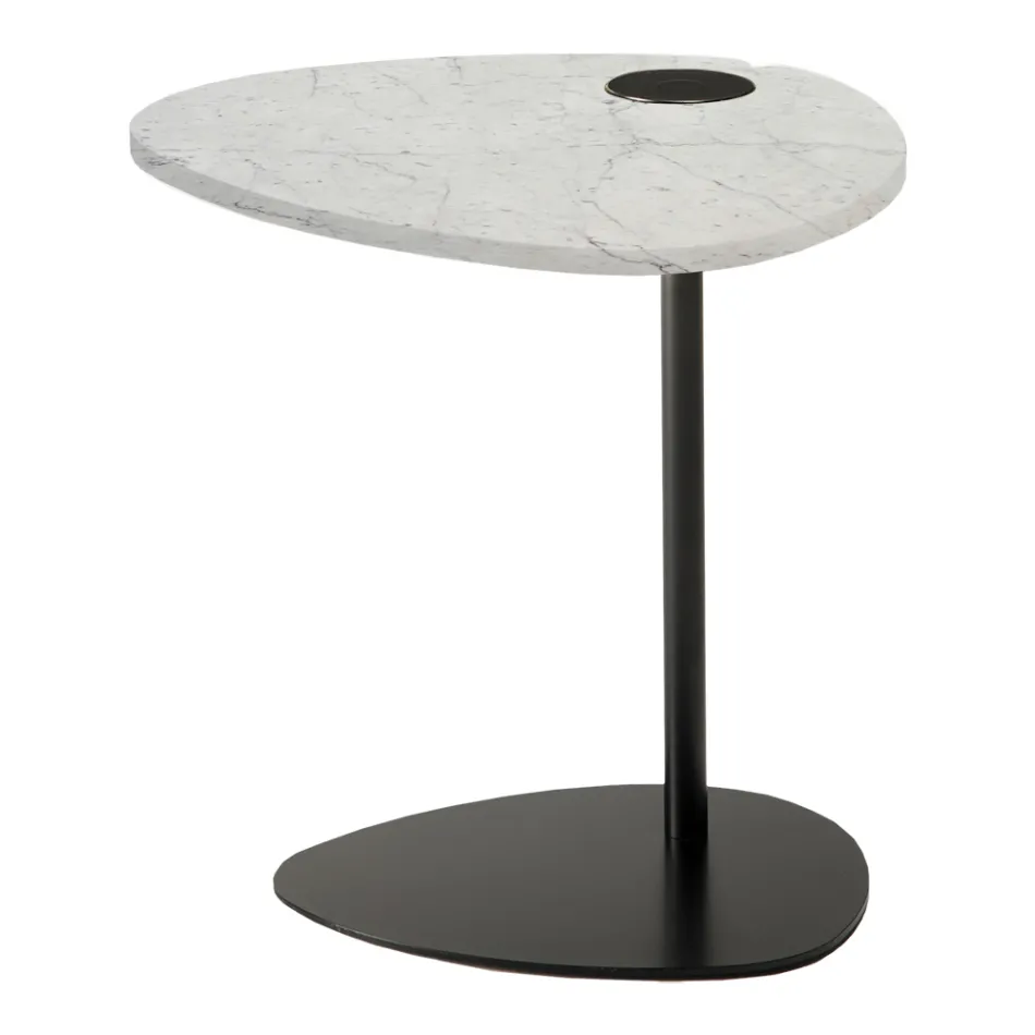Tavolino per Salotto in Metallo e Marmo di Marquinia, Design di Lusso - Yassine Viadurini