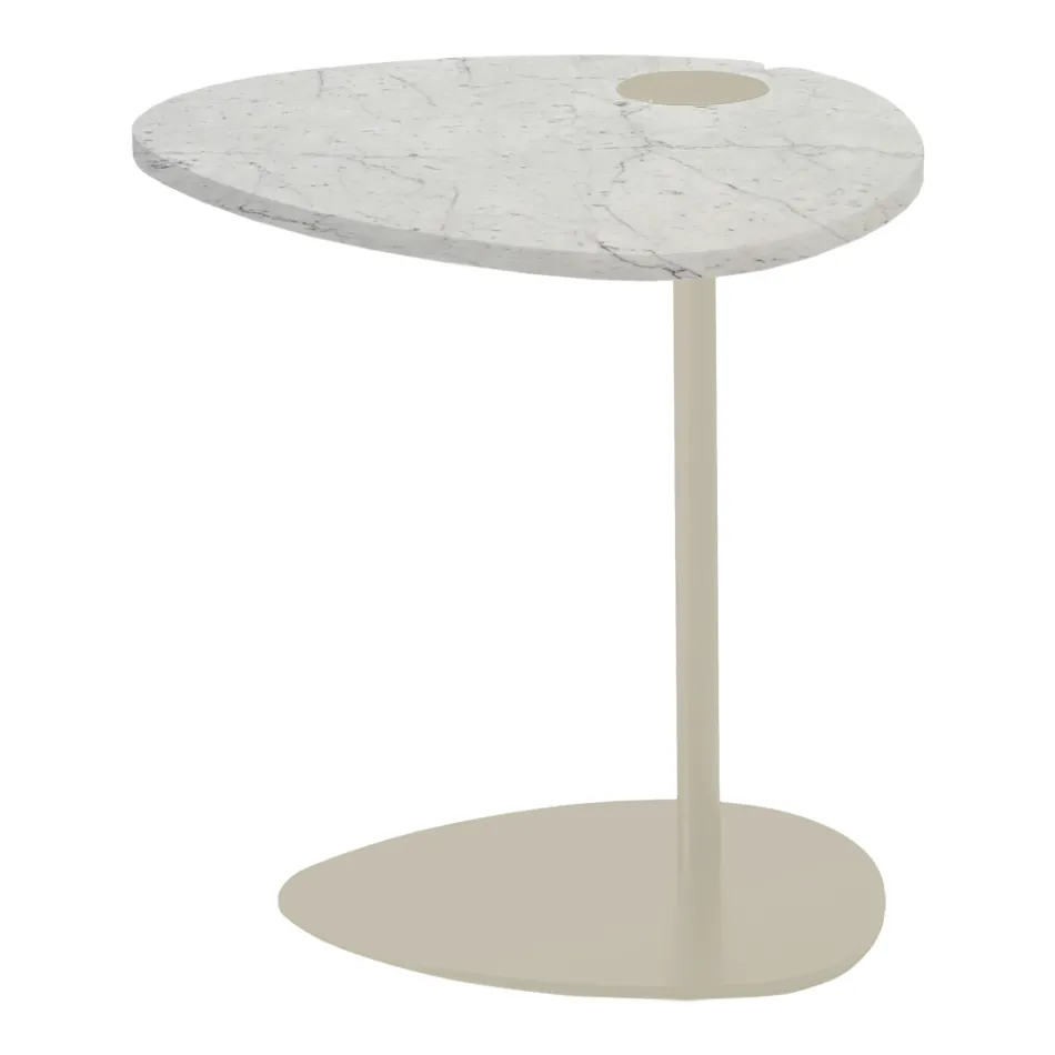 Tavolino per Salotto in Metallo e Marmo di Marquinia, Design di Lusso - Yassine Viadurini