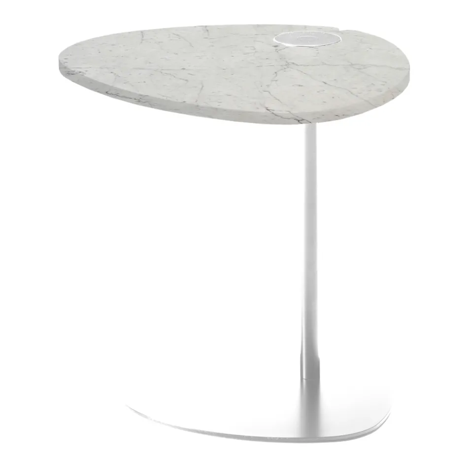 Tavolino per Salotto in Metallo e Marmo di Marquinia, Design di Lusso - Yassine Viadurini