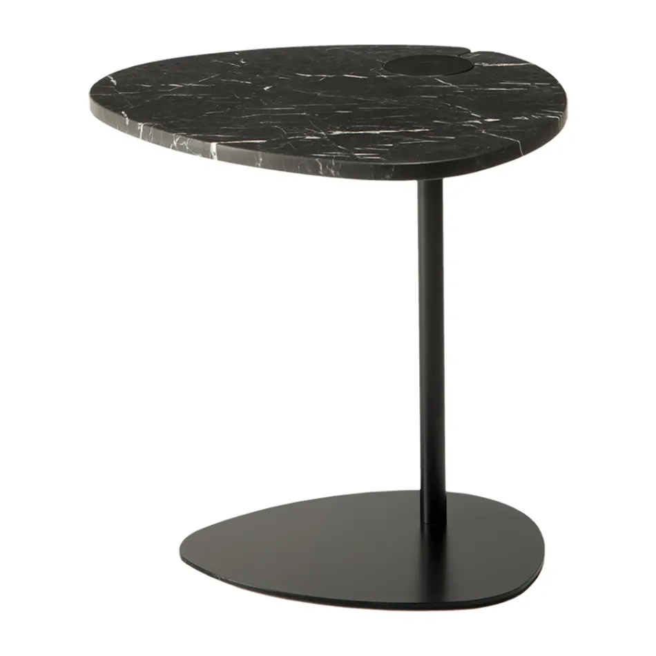 Tavolino per Salotto in Metallo e Marmo di Marquinia, Design di Lusso - Yassine Viadurini