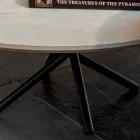 Tavolino per Soggiorno Rotondo Base in Metallo e Ceramica Oapca - Shangai Viadurini