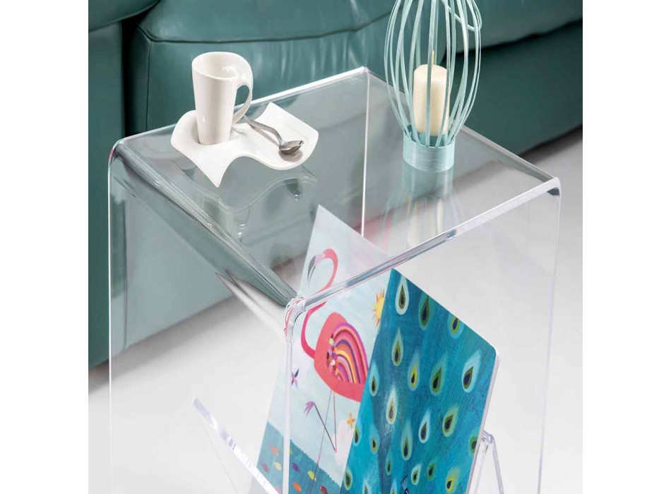Tavolino / porta riviste design moderno, in plexiglass Cavour Viadurini