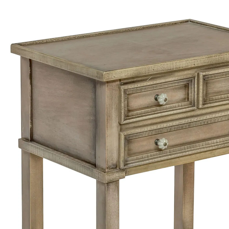 Tavolino Porta Telefono con 3 Cassetti e Ripiano Made in Italy - Culsu Viadurini