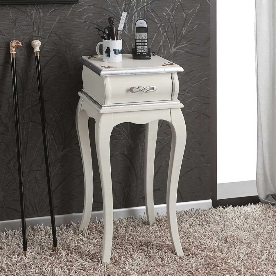 Tavolino Porta Telefono Stile Classico in Legno Made in Italy - Hastings Viadurini