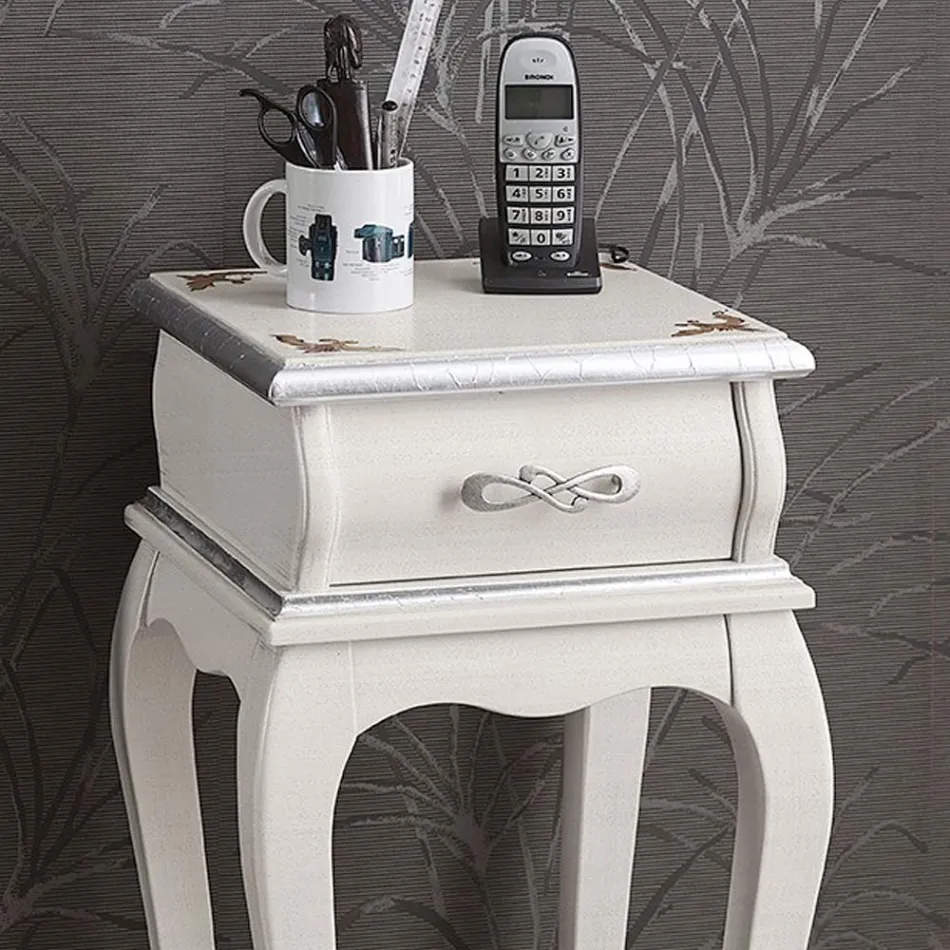 Tavolino Porta Telefono Stile Classico in Legno Made in Italy - Hastings Viadurini