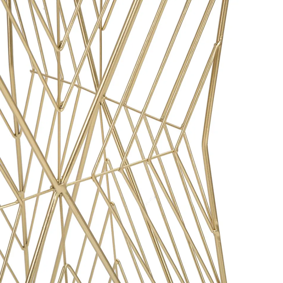 Tavolino Portatelefono in Ferro Dorato e Piano in Vetro a Specchio - Olivia Viadurini