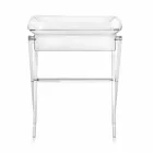 Tavolino portavivande trasparente di design Olivia made in Italy Viadurini