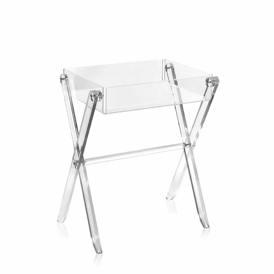 Tavolino portavivande trasparente di design Olivia made in Italy Viadurini