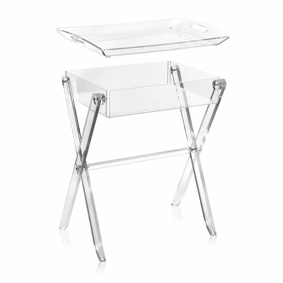 Tavolino portavivande trasparente di design Olivia made in Italy Viadurini