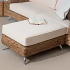 Tavolino-Pouf Outdoor in Intreccio di Banano con Cuscino – Legolas Viadurini