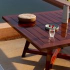 Tavolino Quadrato da Giardino in Mogano Lucido Realizzato in Italia – Balin Viadurini
