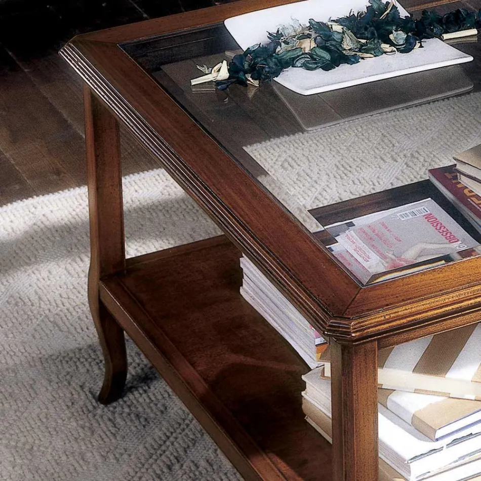 Tavolino Quadrato da Salotto con Piano in Vetro Made in Italy - Tepeyoti Viadurini