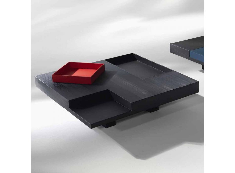 Tavolino quadrato design moderno Iris, vassoi incorporati estraibili  Viadurini