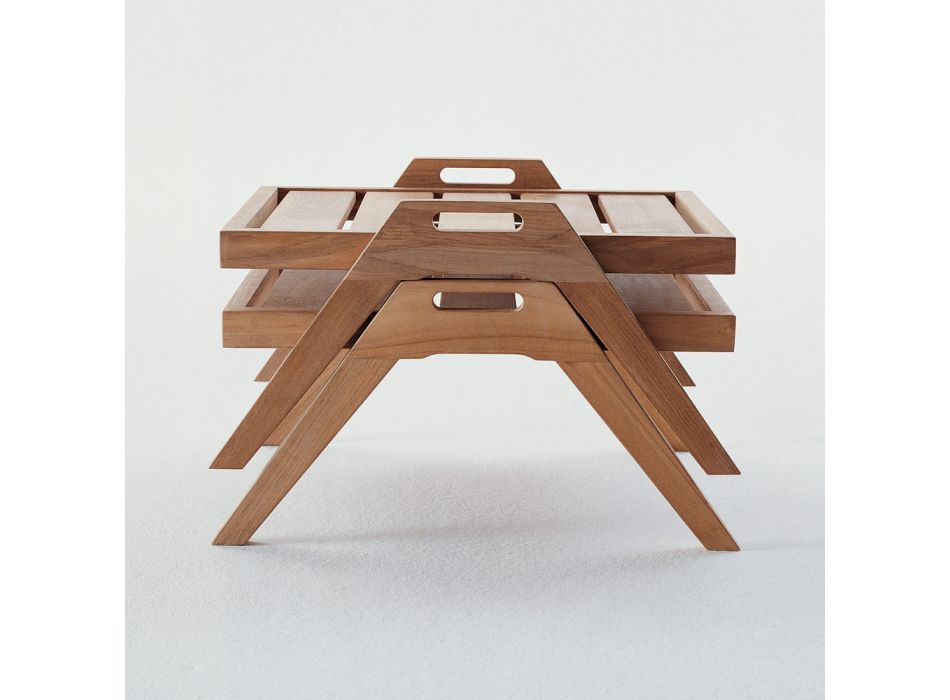 Tavolino Quadrato Impilabile da Esterno con Maniglie Made in Italy – Oracolo Viadurini