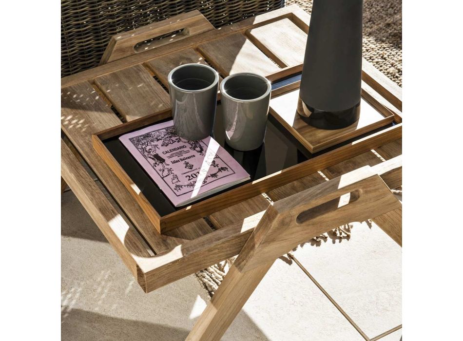 Tavolino Quadrato Impilabile da Esterno con Maniglie Made in Italy – Oracolo Viadurini