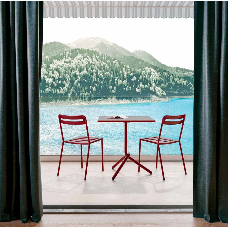 Tavolino Quadrato in Metallo e Lamiera da Esterno Made in Italy - Barnabas Viadurini