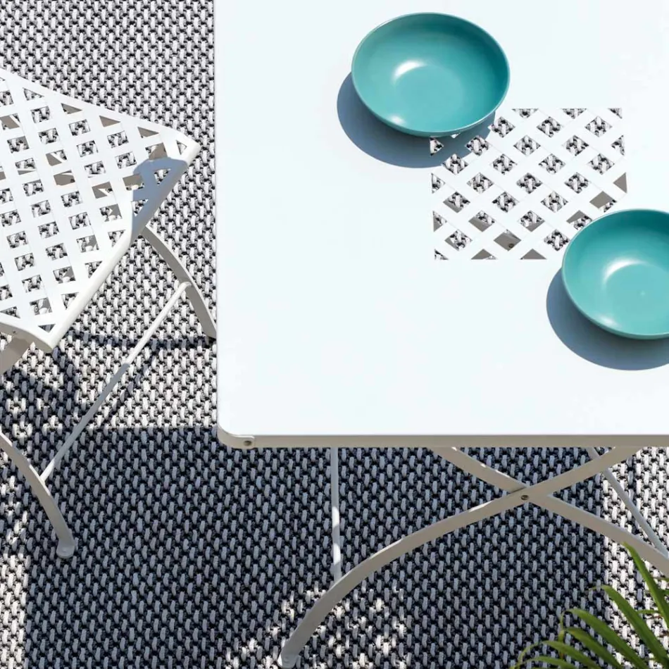 Tavolino Quadrato Pieghevole da Esterno in Acciaio Zincato Made in Italy - Selvaggia Viadurini