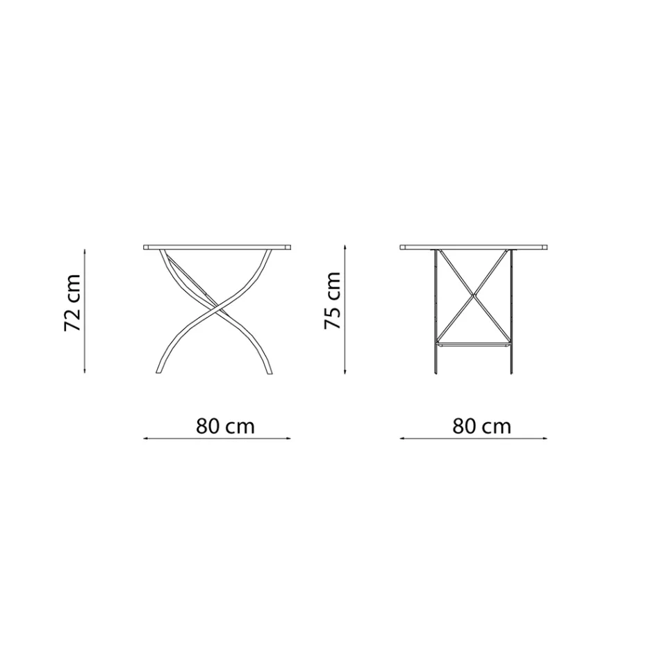 Tavolino Quadrato Pieghevole da Esterno in Acciaio Zincato Made in Italy - Selvaggia Viadurini