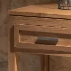 Tavolino Realizzato in Legno Teak Massello con 1 Cassetto - Acrilico Viadurini