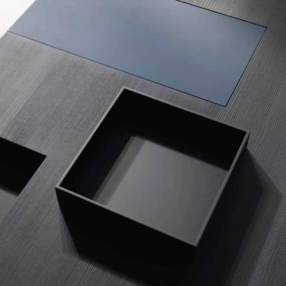 Tavolino rettangolare moderno con vassoi incorporati estraibili Iris Viadurini