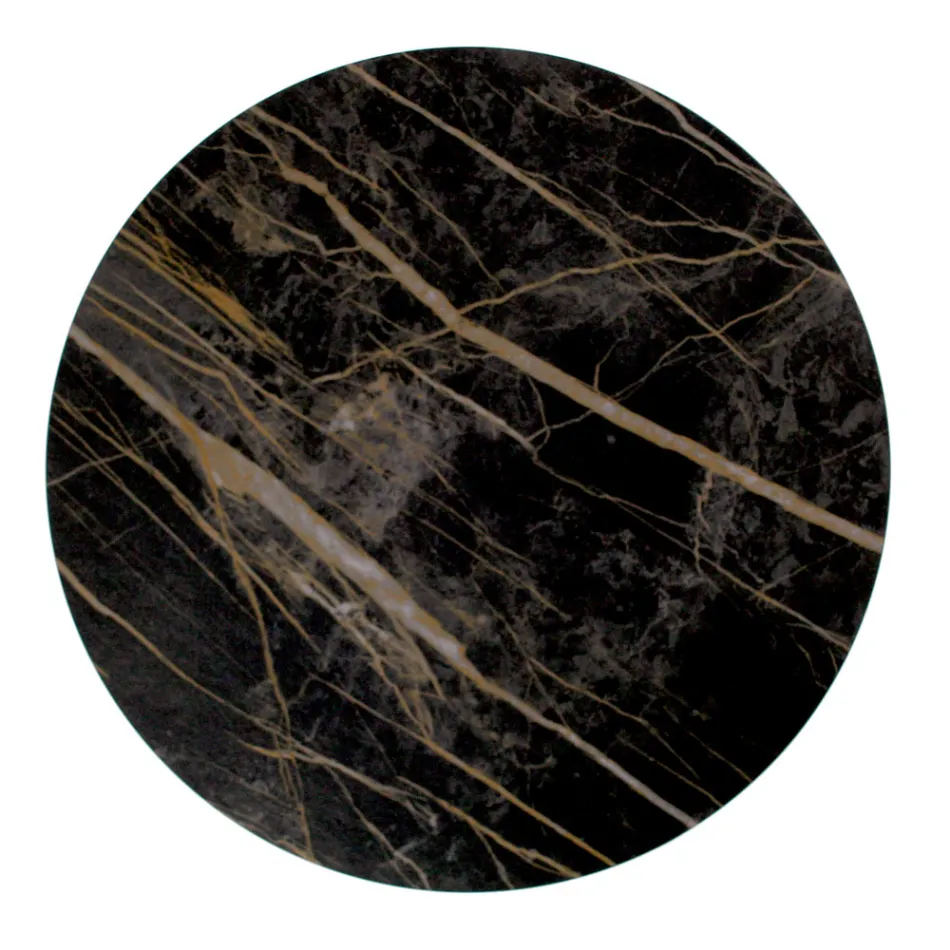 Tavolino Rotondo con Base in Acciaio e Piano in Grès Made in Italy - Alisea Viadurini