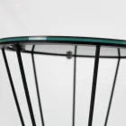 Tavolino Rotondo con Base in Acciaio e Piano in Grès Made in Italy - Alisea Viadurini