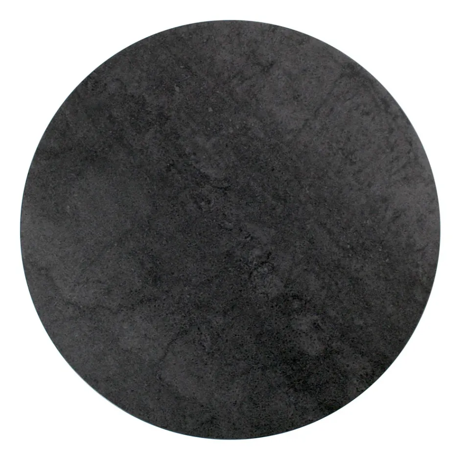 Tavolino Rotondo con Base in Acciaio e Piano in Grès Made in Italy - Alisea Viadurini