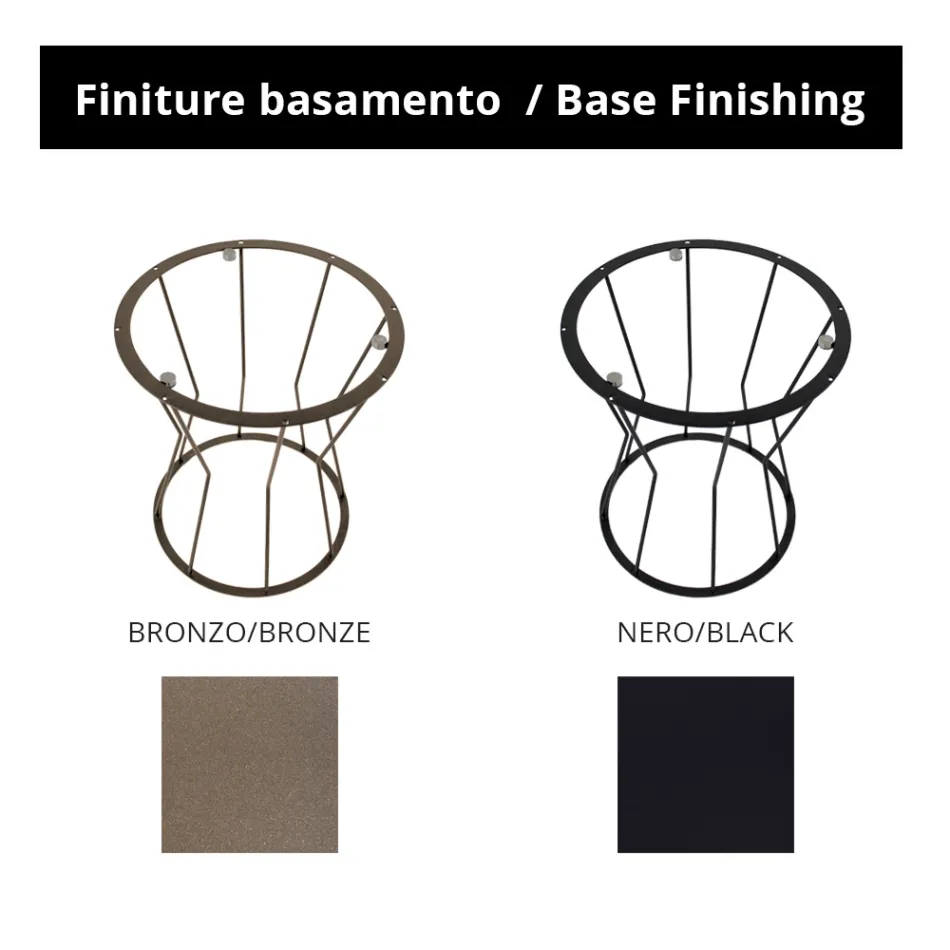 Tavolino Rotondo con Base in Acciaio e Piano in Vetro Made in Italy - Alisea Viadurini