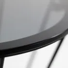 Tavolino Rotondo con Base in Acciaio e Piano in Vetro Made in Italy - Alisea Viadurini