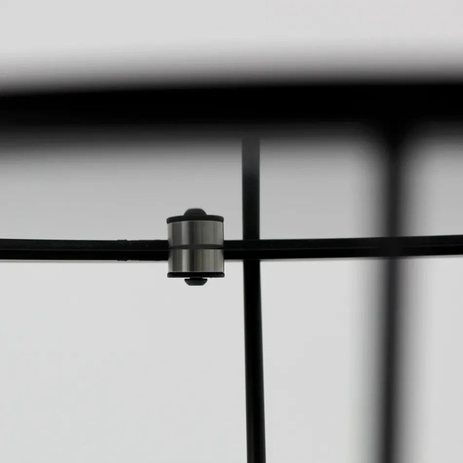 Tavolino Rotondo con Base in Acciaio e Piano in Vetro Made in Italy - Alisea Viadurini