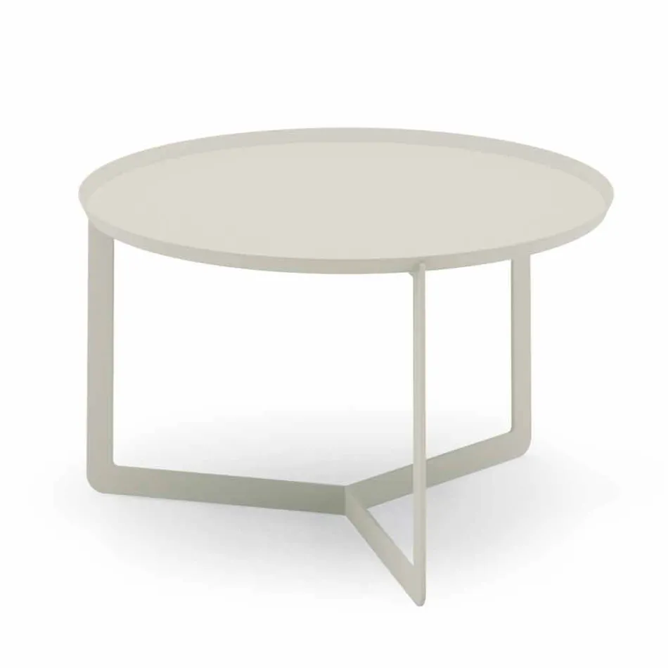 Tavolino Rotondo da Salotto Esterno in Metallo Canapa o Fango - Stephane Viadurini